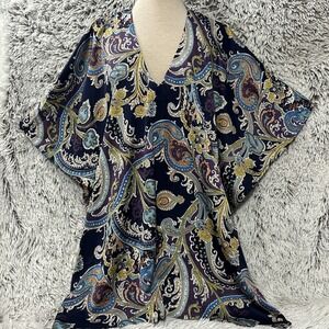 Umgee Blue Purple Gold Cover Up Dress Kaftan Kimono Boho Hippie Resort Sz S NWT‎